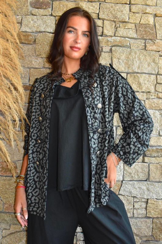 Lock Leopard Military Jacket Black