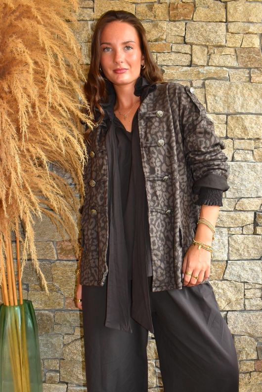 Lock Leopard Military Jacket Coffee Bean