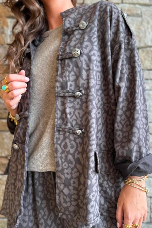 Lock Leopard Military Jacket Coffee Bean