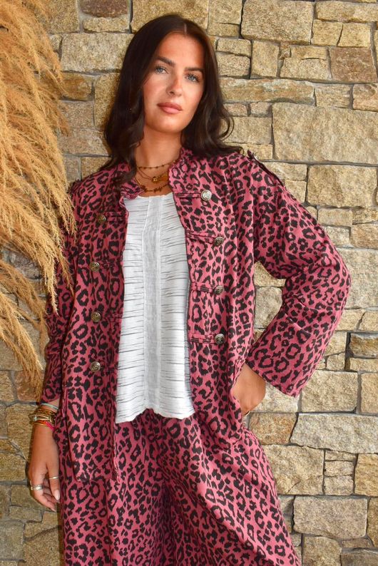 Lock Leopard Military Jacket Deep Rose
