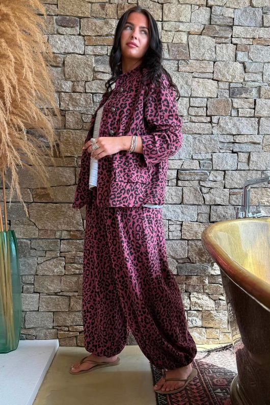 Lock Leopard Military Jacket Deep Rose