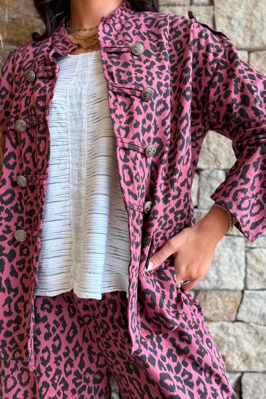 Lock Leopard Military Jacket Deep Rose