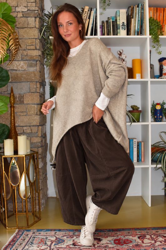Lock Needlecord Shirring Barrel Pant Coffee Bean