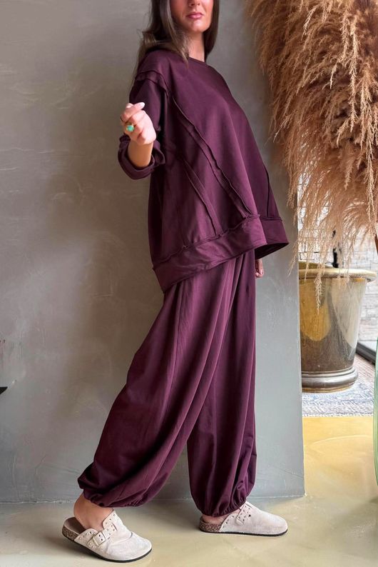 Lock Raw Seam Sweatshirt Aubergine
