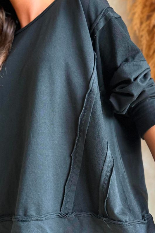 Lock Raw Seam Sweatshirt Black