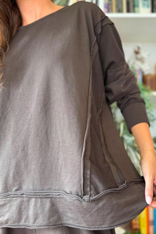 Lock Raw Seam Sweatshirt Coffee Bean