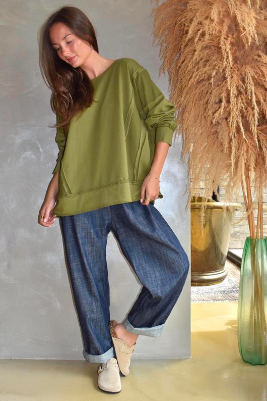 Lock Raw Seam Sweatshirt Olive