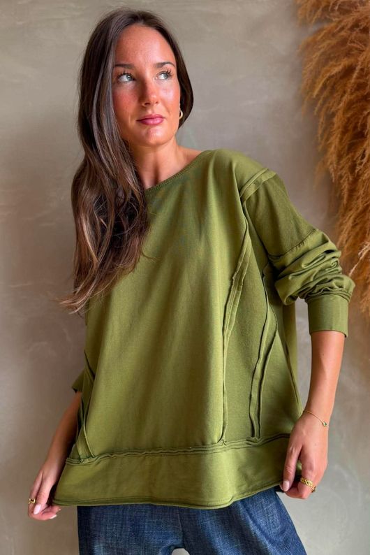 Lock Raw Seam Sweatshirt Olive