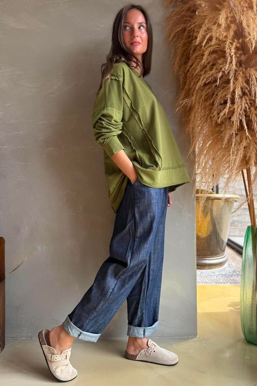 Lock Raw Seam Sweatshirt Olive