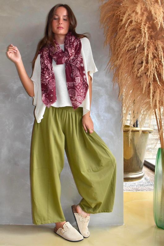Lock Shirring Barrel Pant Olive