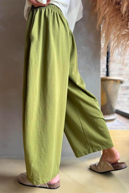 Lock Shirring Barrel Pant Olive