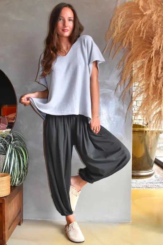 Lock Shirring Pleat Cuff Pant Charcoal