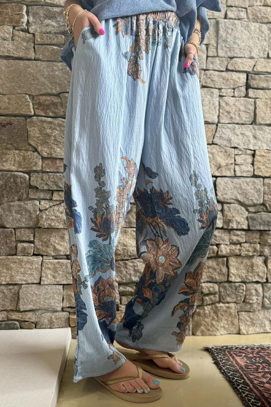 Lotus Oriental Wide Leg Pant Denim