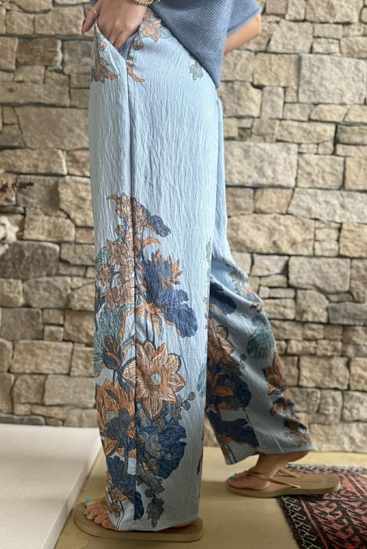 Lotus Oriental Wide Leg Pant Denim