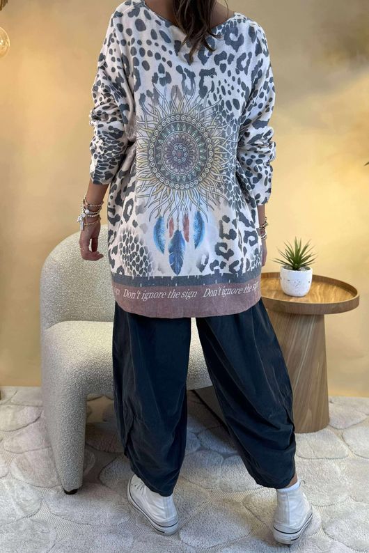 Made in Italy Astral Oversized Knit Top Dreamcatcher /4 =