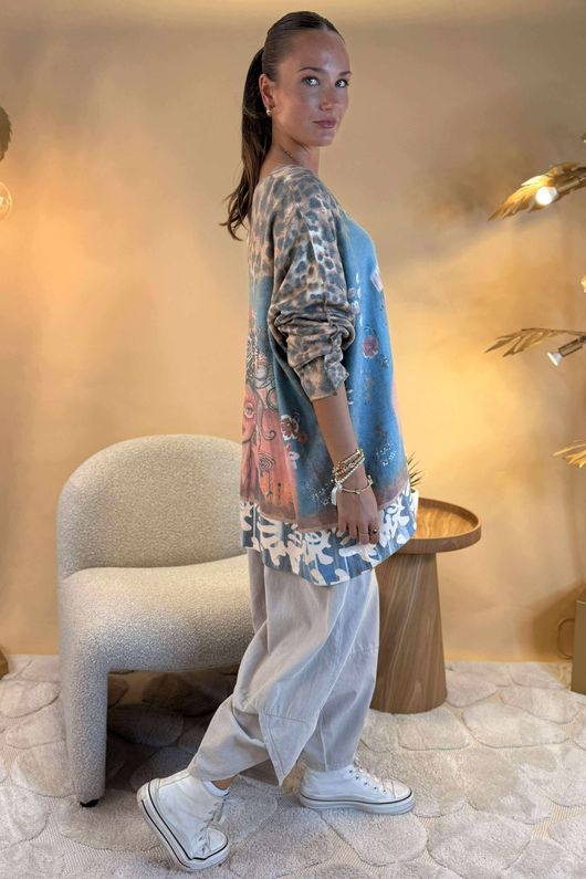 Made in Italy Astral Oversized Knit Top Freida Flower /13 =