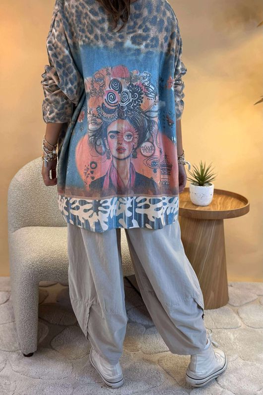 Made in Italy Astral Oversized Knit Top Freida Flower /13 =