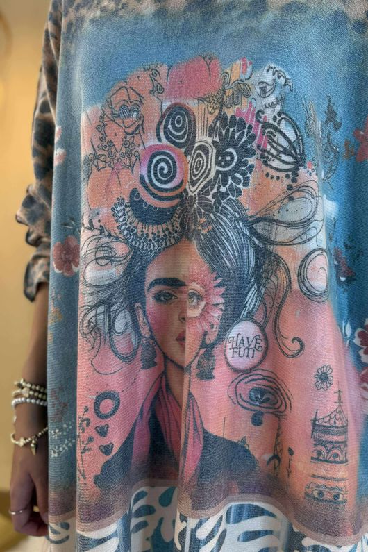 Made in Italy Astral Oversized Knit Top Freida Flower /13 =