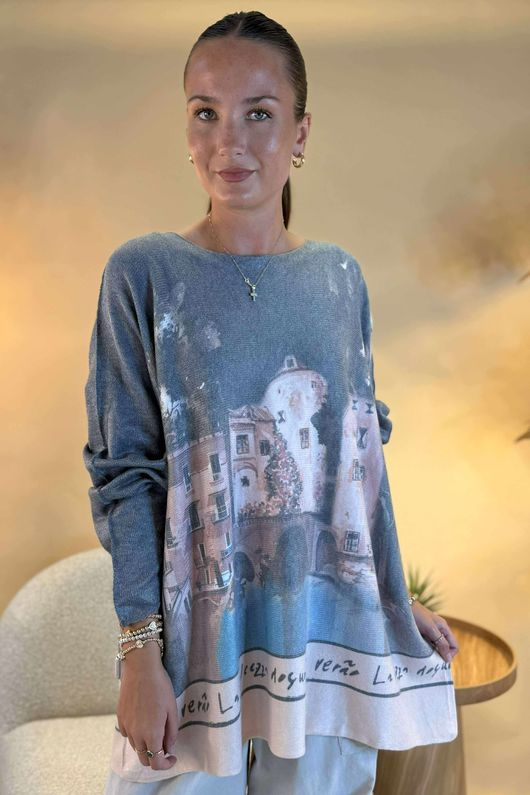 Made in Italy Astral Oversized Knit Top Tuscan /8 =