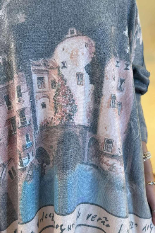 Made in Italy Astral Oversized Knit Top Tuscan /8 =