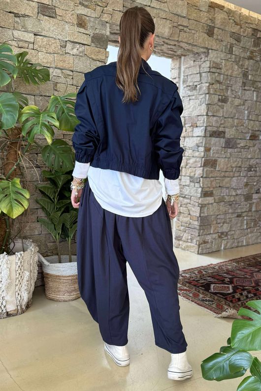 Made in Italy Axel Cropped Trench Jacket Navy