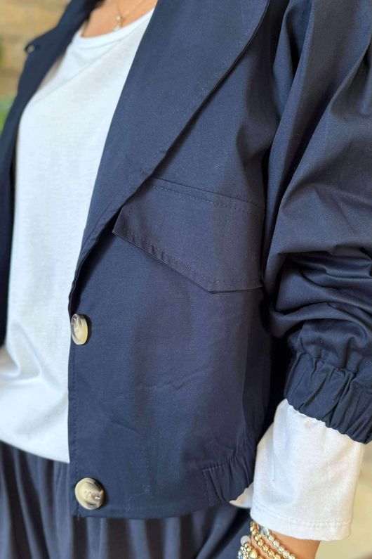 Made in Italy Axel Cropped Trench Jacket Navy