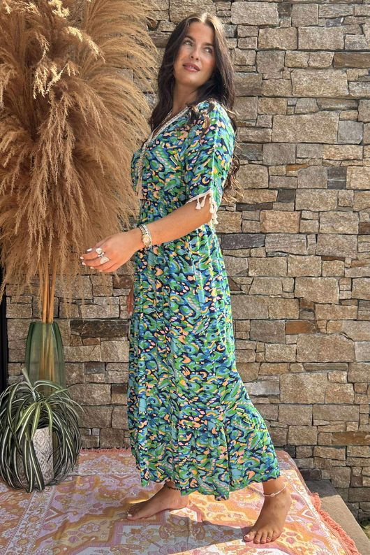 Made in Italy Azurea Souk Maxi Dress Blues /9 =