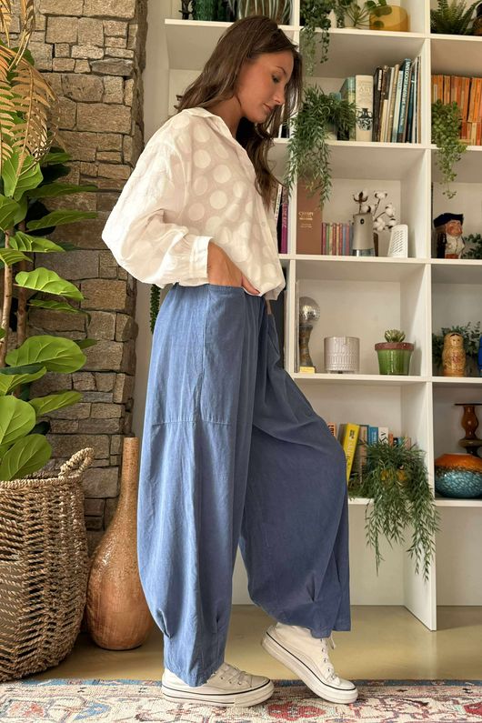 Made in Italy Baby Cord Dart Barrel Pant Denim /12 =