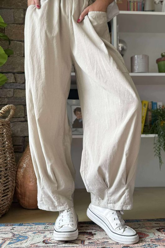 Made in Italy Baby Cord Dart Barrel Pant Stone /15 =