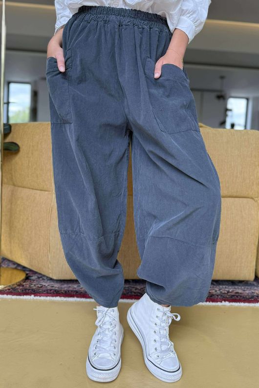 Made in Italy Bateau Needlecord Shelby Cocoon Pant Charcoal - 