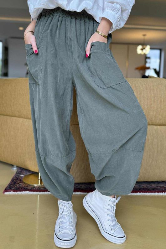 Made in Italy Bateau Needlecord Shelby Cocoon Pant Khaki /10=