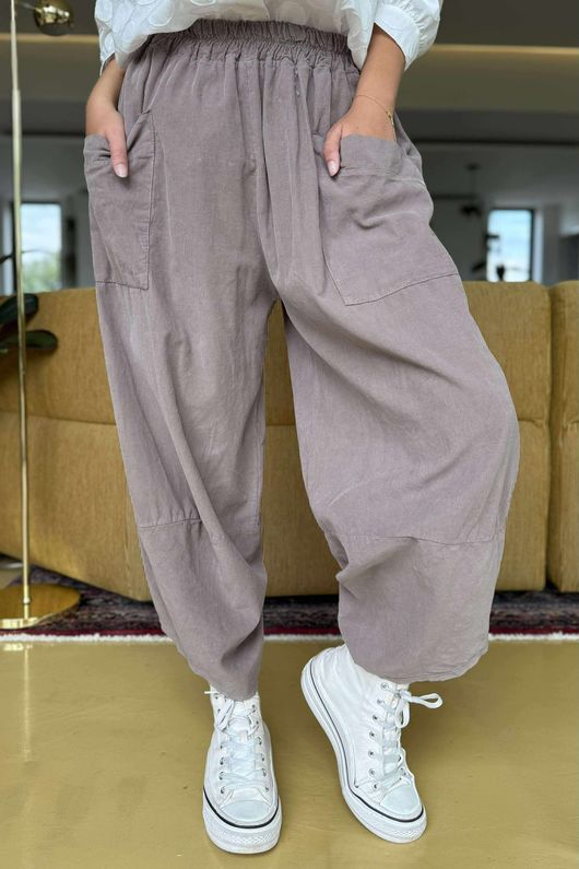Made in Italy Bateau Needlecord Shelby Cocoon Pant Mocha - 