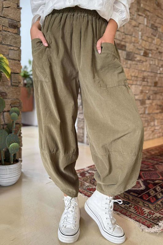 Made in Italy Bateau Needlecord Shelby Cocoon Pant Olive - 