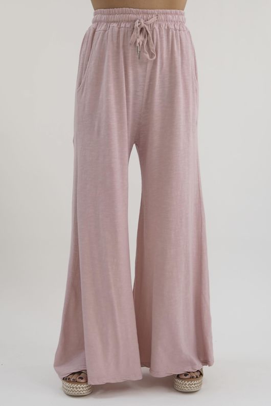 Made in Italy Bay Slub Palazzo Pant Blush /6 =