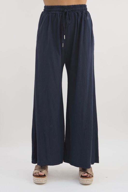 Made in Italy Bay Slub Palazzo Pant Navy /7 = 