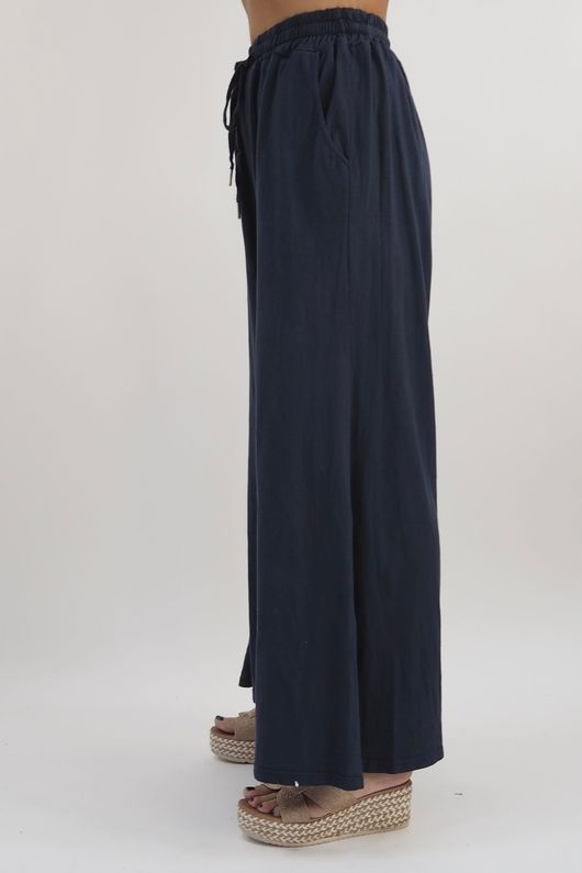 Made in Italy Bay Slub Palazzo Pant Navy