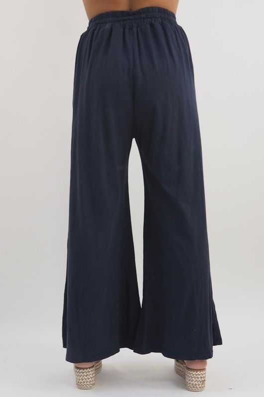 Made in Italy Bay Slub Palazzo Pant Navy