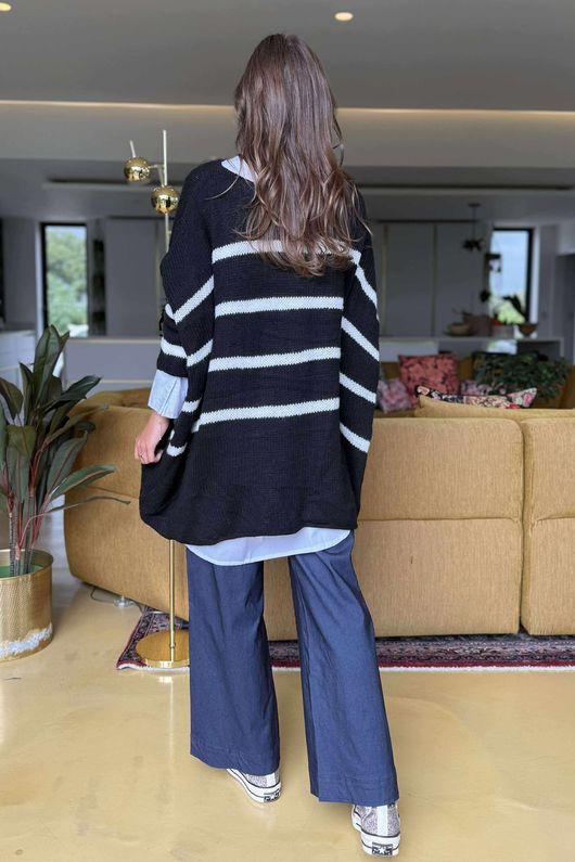 Made in Italy Big Softie Breton Archie Slouch Knit Top Black