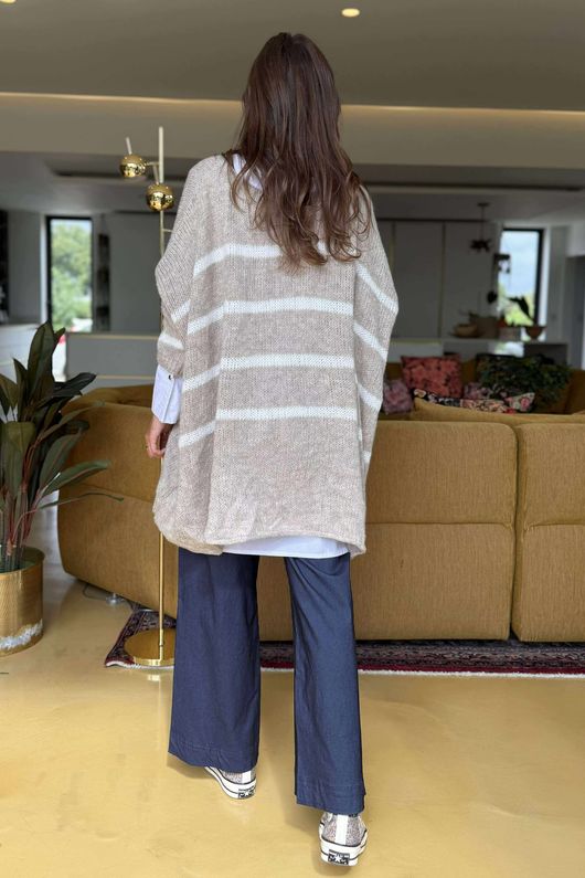 Made in Italy Big Softie Breton Archie Slouch Knit Top Oatmeal