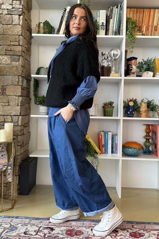  Big Softie Cap Sleeve Knit Top Black 