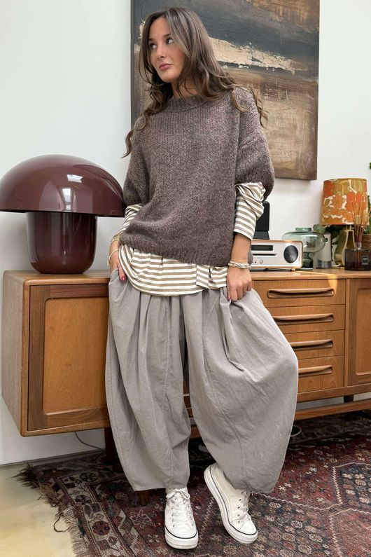 Made in Italy Big Softie Cap Sleeve Knit Top Earth