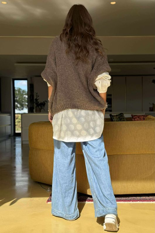 Made in Italy Big Softie Cap Sleeve Knit Top Earth