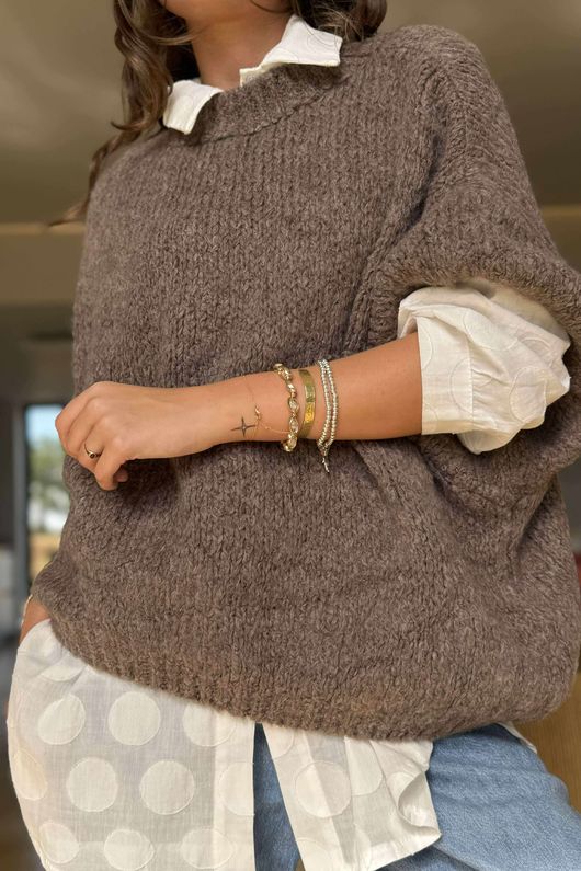 Made in Italy Big Softie Cap Sleeve Knit Top Earth