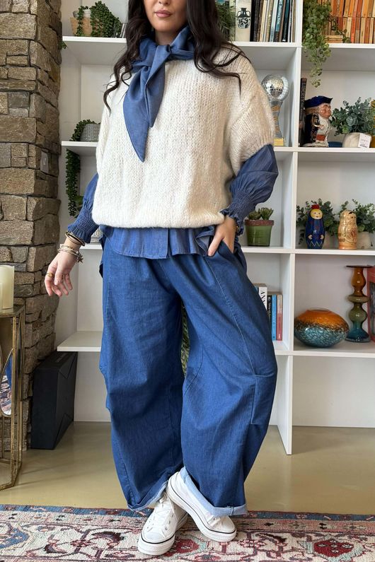  Big Softie Cap Sleeve Knit Top Ecru 