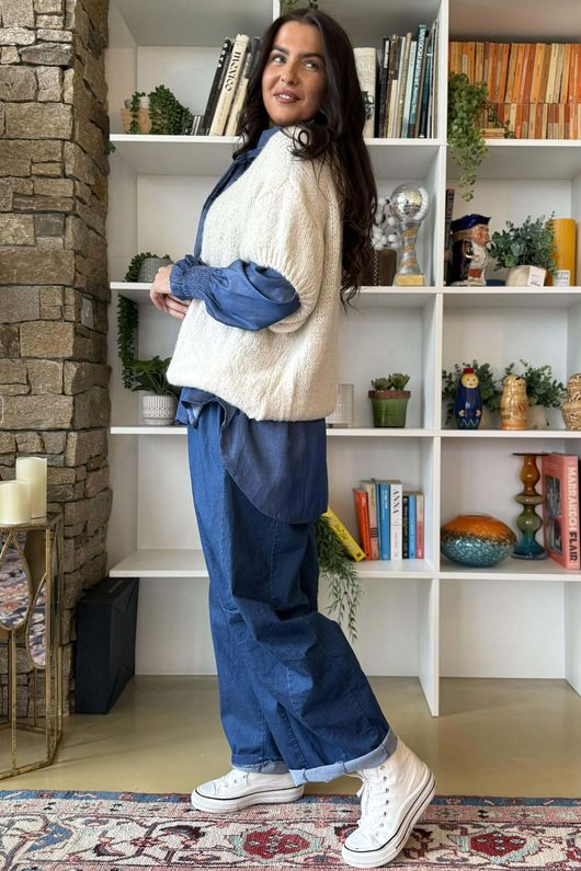  Big Softie Cap Sleeve Knit Top Ecru 