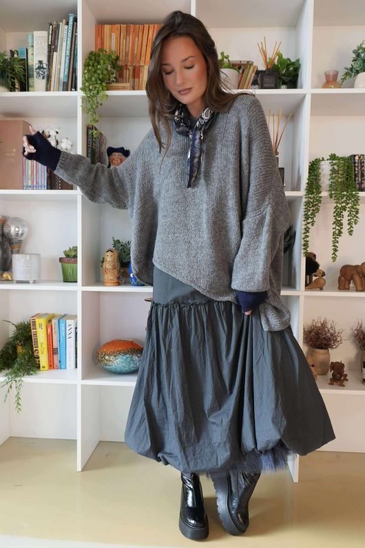  Big Softie Super Slant Knit Jumper Steel Marl /7