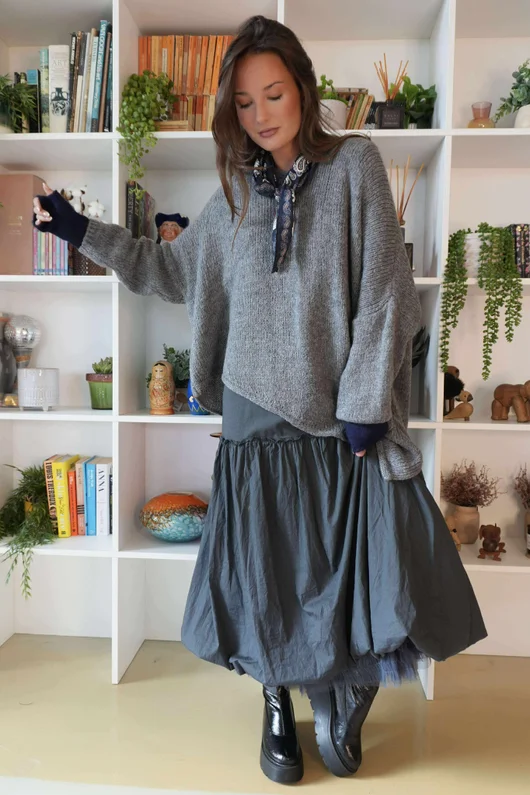  Big Softie Super Slant Knit Jumper Steel Marl /7