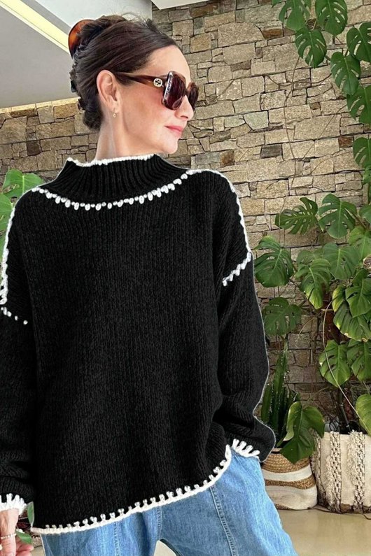  Big Softie Whipstitch Knit Jumper Black /4=
