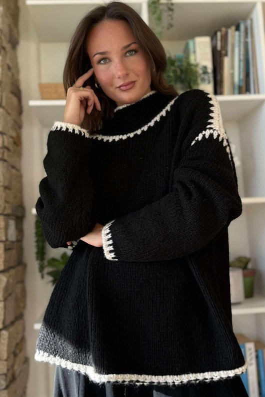  Big Softie Whipstitch Knit Jumper Black -