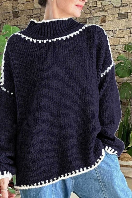  Big Softie Whipstitch Knit Jumper Navy /4=